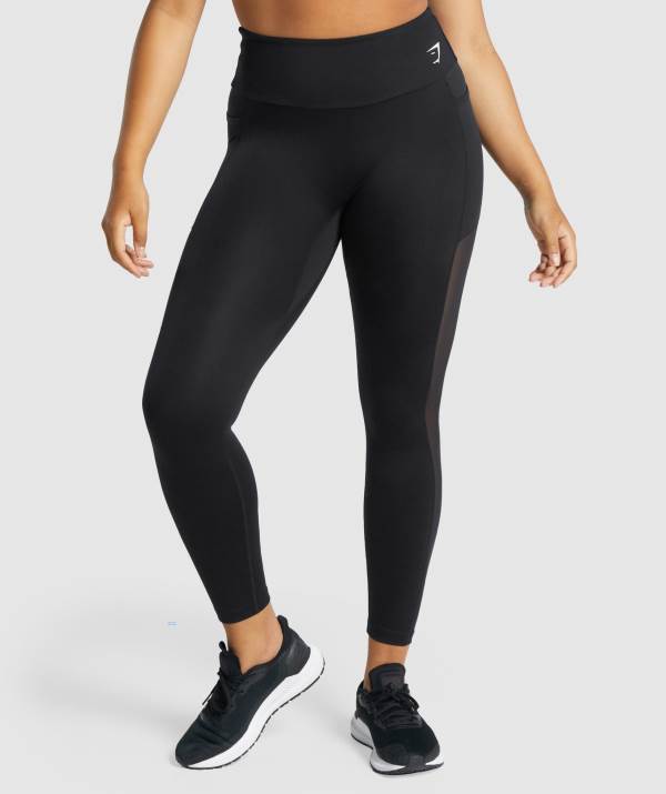 Damske Legíny Gymshark Training Mesh Pocket Čierne | CO0687259